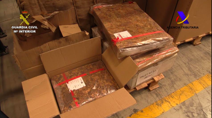La mayor aprehensión de tabaco de contrabando en nuestro país se salda con 41 toneladas de picadura de tabaco incautadas