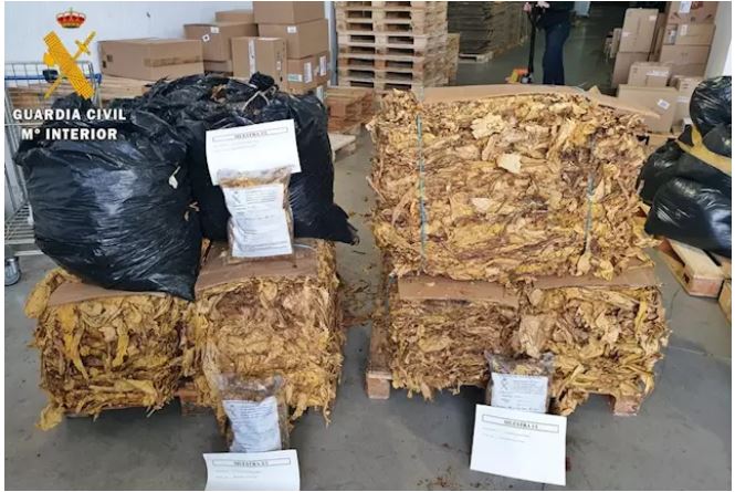 Incautados 760 kilos de hoja de tabaco picada en Badajoz