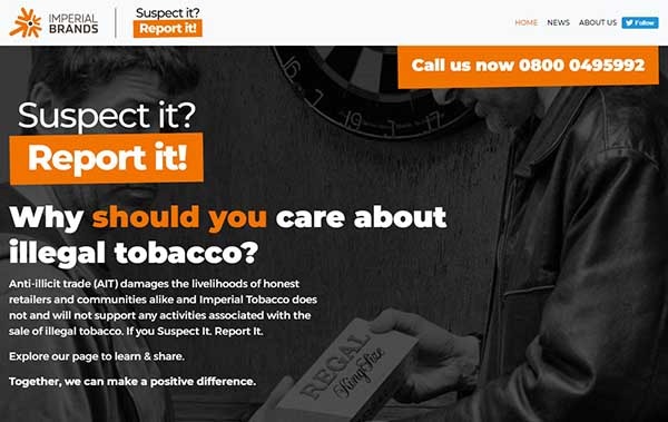 Imperial Brands UK lanza un portal de denuncias contra el tabaco ilegal